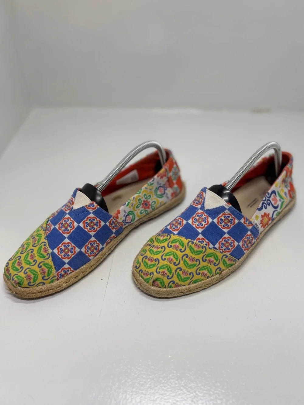 TOMS Alpargata Slip-On Espadrilles Patchwork Print Canvas Flats Women’s 7.5 Boho
